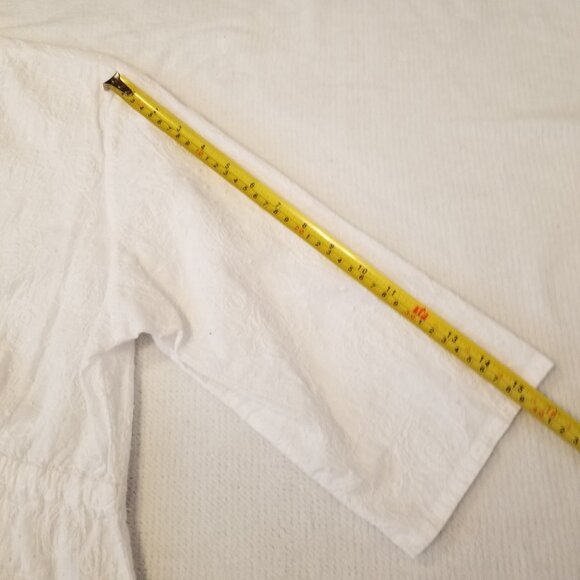 100% Cotton Resort Wear White Floral Textured Bikini Coverup Dress Women Medium - Picture 13 of 14